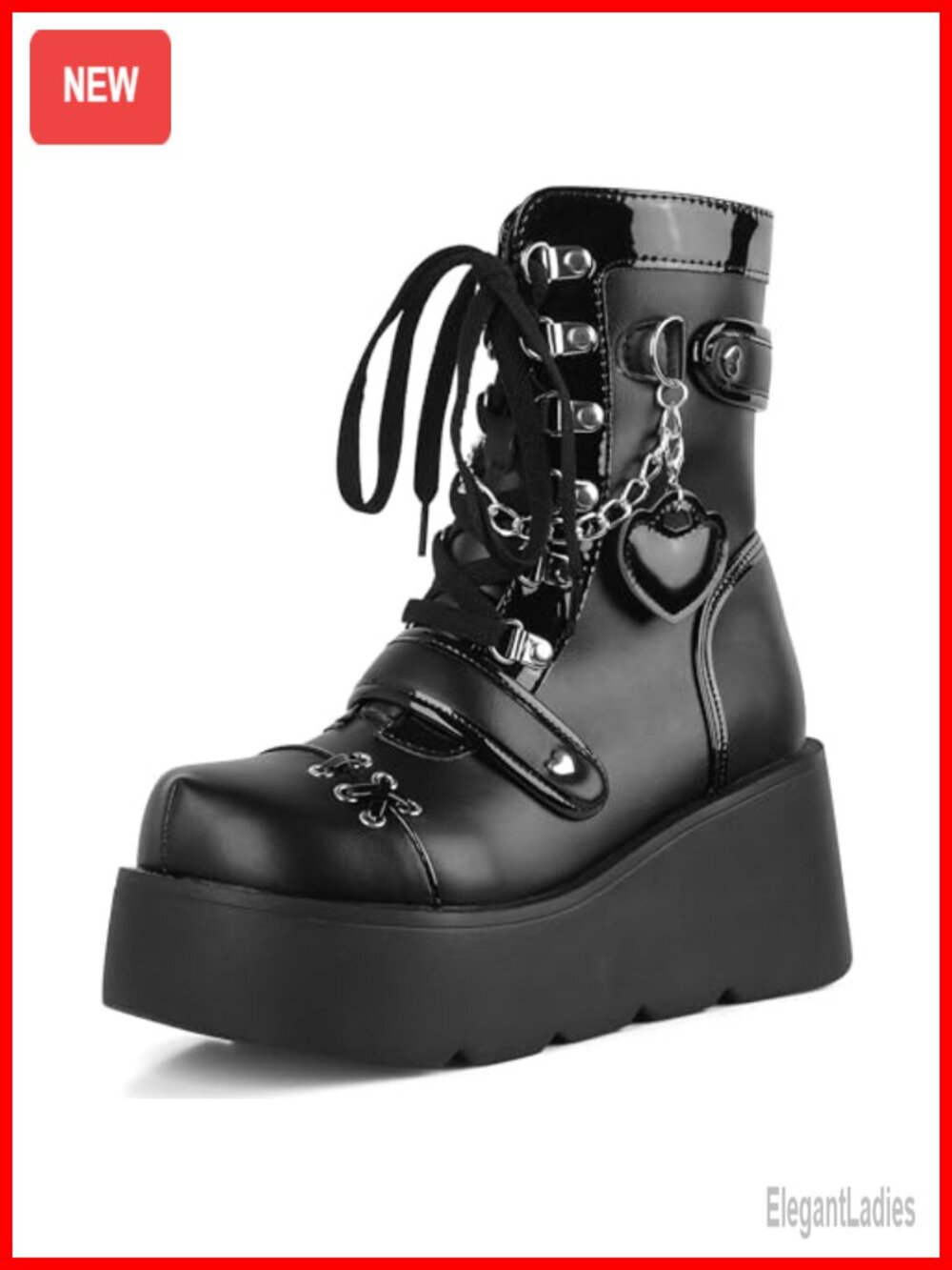 Women's Faux Leather Platform Ankle Boots Combat Zip Lace Up Round Toe